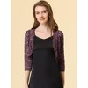 INSPIRE CHIC Women's Elegant 3/4 Sleeve Sheer Floral Lace Open Front Crop Shrug - 2 of 4