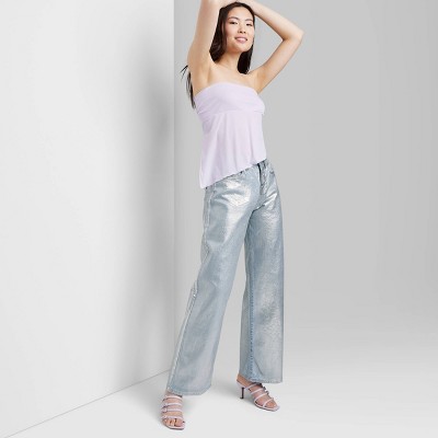 Women's Mid-rise Cargo Baggy Wide Leg Utility Jeans - Wild Fable