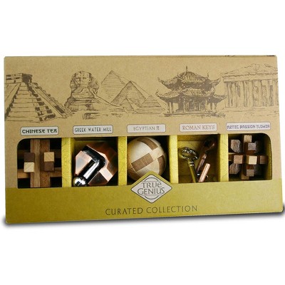 Project Genius: Curated Collection Gift Set - 5 Premium Wood & Metal Puzzles, 3D