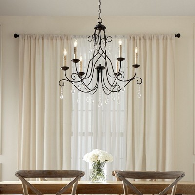 Elegant Oiled Bronze Transitional 6-Light Candle Chandelier