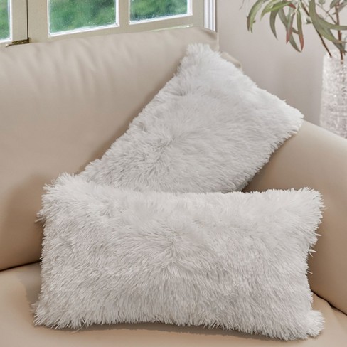 Cheer Collection Luxurious Faux Fur Throw Pillows Set Of 2 - Rust (18 X 18)  : Target