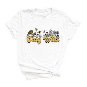 Simply Sage Market Women's Stay Wild Colorful Flowers Short Sleeve Graphic Tee - 1 of 4