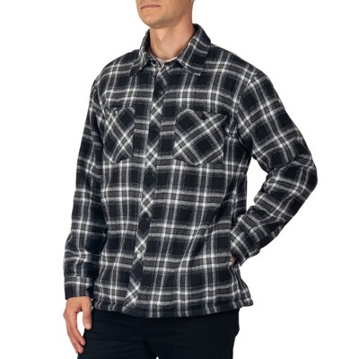 Alpine Swiss Mens Josh Fleece-Lined Flannel Jacket Heavyweight Snap-Front Plaid Shirt Shacket  Warm Soft Winter Outerwear