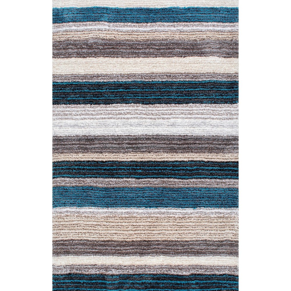 Photos - Area Rug 4'x4' Drey Ombre Shag Square  Turquoise - nuLOOM