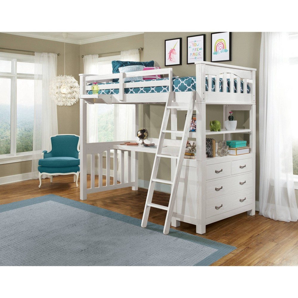 Twin Highlands Kids' Loft Bed with Desk and Hanging Nightstand White - Hillsdale Furniture -  79771129