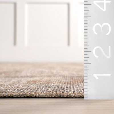 Light Brown Rectangular Synthetic Vintage Medallion 4' x 6' Area Rug