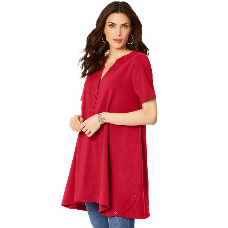Roaman's Women's Plus Size Button-Detailed Ultimate Tunic, 1 of 3