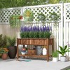 Aghana Digitals Elevated Fir Wood Planter Box with Dual Tiers, Storage Shelf, Drainage Holes & - 3 of 4