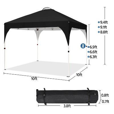Black 10x10ft Steel Frame Outdoor Pop-Up Canopy Tent