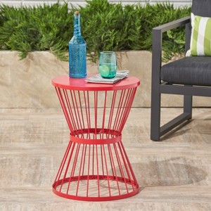 MOEPISY 16 inch Patio End Table Red - 1 of 4