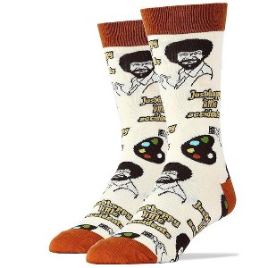 Oooh Yeah! Mens Bob Ross Crew Socks (Happy Lil Accidents) - 1 of 3