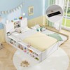 Safstar Twin Size Bed Frame with Trundle & Power Outlet Bookcase Headboard Sliding Doors - 3 of 4