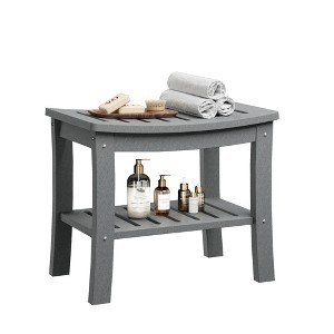HDPE Shower Bench with Storage Shelf,Waterproof Shower Seat Stool Chair for Bathroom Bathtub,Non-Slip Spa Stool,Indoor Outdoor Use,Space-Saving - 1 of 4