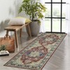 Machine Washable Faux Wool Vintage Floral Printed Area Rug Ultra Thin Low Pile Non Slip Non Shedding Indoor Carpet - 3 of 4