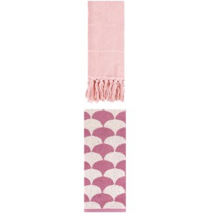 REGALWOVEN 2 Packs Cotton Geometric and Solid Absorbent Soft Hand Towel for Bathroom Kitchen - 1 of 4