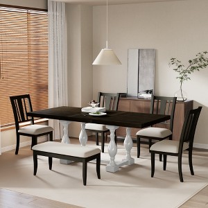 NicBex Kitchen Table Chairs Set of 6 Extendable Dining Room Table with Removable Leaves, 4 Linen Chairs and 1 Bench for Kitchen - 1 of 4