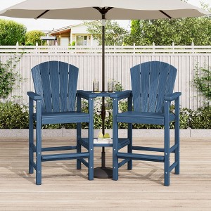 LIKEPAY Modern HDPE 2-Person Bar Stool Set - Durable and Stylish High Counter Stools for Kitchen, Patio - 1 of 4
