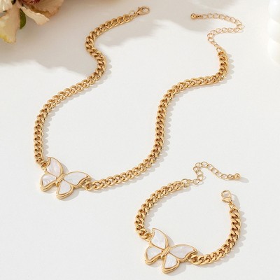 Anna-Kaci Women's Butterfly Necklace and Bracelet Set