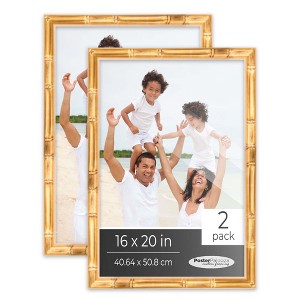 PosterPalooza | Pack of 2 Gold Bamboo Picture Frames | Solid Wood | UV-Resistant Acrylic | Easy Gallery Wall - 1 of 4