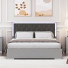 NicBex Queen Modern Upholstered Bed Frame with Velvet Headboard,Platform Bed Frame with LED Light,Solid Wood Slats Support,Easy Assembly,White/Gray - 4 of 4