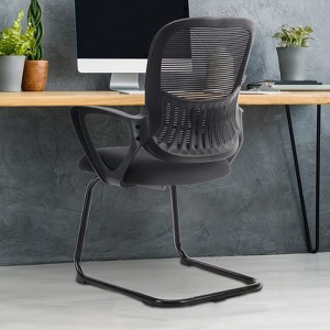 MAYEERTY Office Chair - No Wheels, Ergonomic Executive Sled Base Mesh Chair w/Comfy Arms & Lumbar Support for Home/Conf Room/Bedroom - 1 of 4