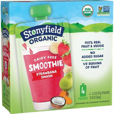 Stonyfield Organic Strawbana Smash Kids&#39; Dairy Free Smoothie - 4ct/3.2oz Pouches_3