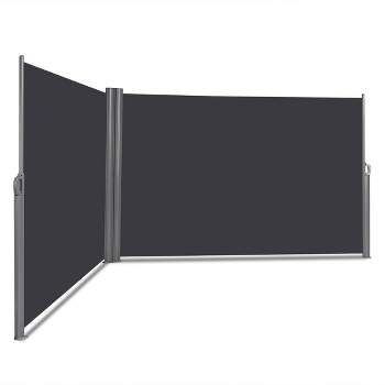 Tangkula 237"x 63" H Patio Retractable Double Folding Side Awning Screen Divider