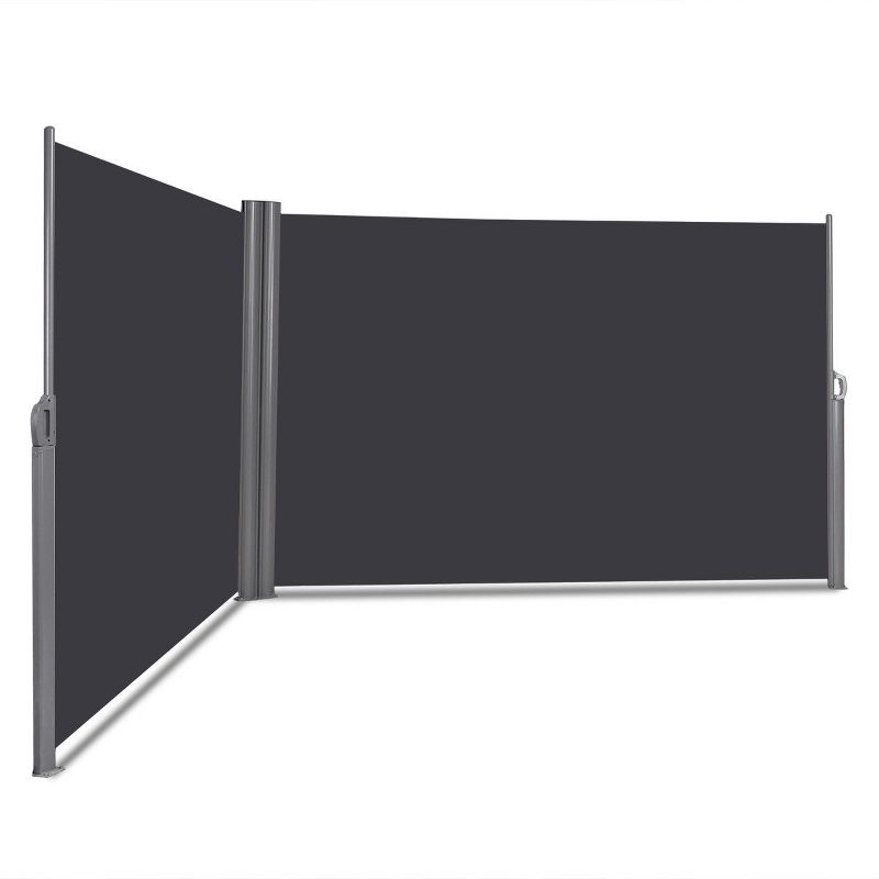 Tangkula 237"x 63" H Patio Retractable Double Folding Side Awning Screen Divider, 1 of 9