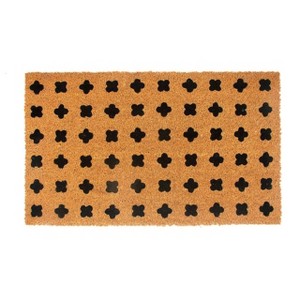 Entryways 30"x18" Positivity All-Natural Coconut Fibers Door Mat Black and Natural - 1 of 3