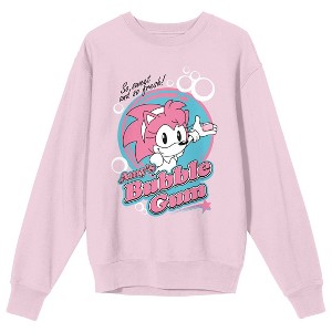 Sonic The Hedgehog Amy's Bubblegum Logo Crew Neck Long Sleeve Cradle Pink Women's Sweatshirt - 1 of 2