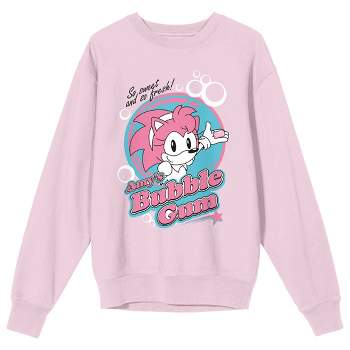 Sonic The Hedgehog Amy's Bubblegum Logo Crew Neck Long Sleeve Cradle Pink Women's Sweatshirt