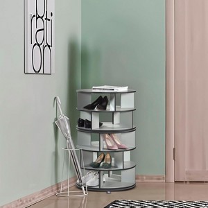 Kings Brand Furniture 5-Tier Rotating Shoe Rack—360° spinning storage tower, perfect for closets, entryways, bedrooms, or hallways - 1 of 4