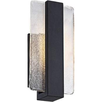 Possini Euro Design Cascadia Modern Wall Light Sconce Black Metal Hardwire 6" Fixture LED Piastra Art Glass for Bedroom Bathroom Vanity Living Room