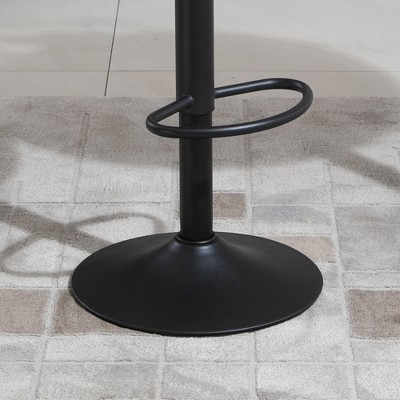 Adjustable Height & 360-Degree Swivel Gray Leather Bar Stool Set