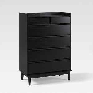 Saracina Home Mid Century Modern Solid Wood 6 Drawer Vertical Dresser Black - 1 of 4