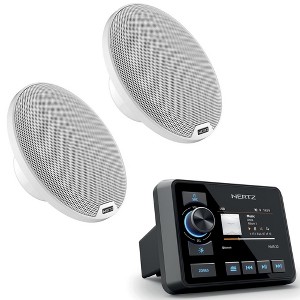 Hertz HMR 20 Marine Digital Media Receiver with 1 Pair HEX Series HEX-65-C-W 6.5" 4-Ohm Marine Classic Coax Set - White - 1 of 4