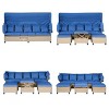 4 Pieces Wicker Patio Sofa Set,Wicker Daybed with Retractable Canopy and Lifting Table,Rattan Outdoor Conversation Set with Cushions-Coolbibila - 4 of 4