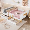 KWPZQEB Twin/Full Size Montessori Floor Bed, Kids Platform Bed with Small Shelf & Hooks, Wood Bed Frame with 2 Storage Drawers, No Box Spring Needed - 2 of 4