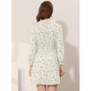 INSPIRE CHIC Women's Smocked Waist Tie Neck Floral Long Sleeve Dress - 3 of 4