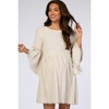 PinkBlush Beige Raw Edge Bell Sleeve Babydoll Maternity Dress - 3 of 4