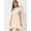 INSPIRE CHIC Women's Ruffle Sleeve Self-Tie V Neck Mini A-Line Floral Dress - 2 of 4