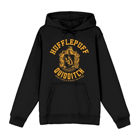 Harry Potter Hufflepuff Quidditch Crest Long Sleeve Unisex Adult Hooded Sweatshirt Small