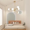 POWLIG 6-Light Modern Sputnik Chandelier with 4.7" Milky White Glass Shades - Adjustable Height, 29.61 Inch, Sphere Ceiling Light - 4 of 4