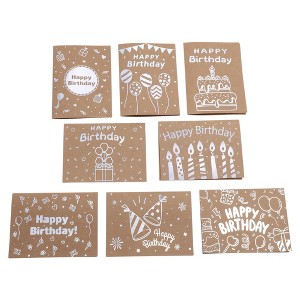 Unique Bargains Greeting Card Kraft Paper Card Paper Yellow White 4.5"x3.1"x0.4" 1 Set - 1 of 4