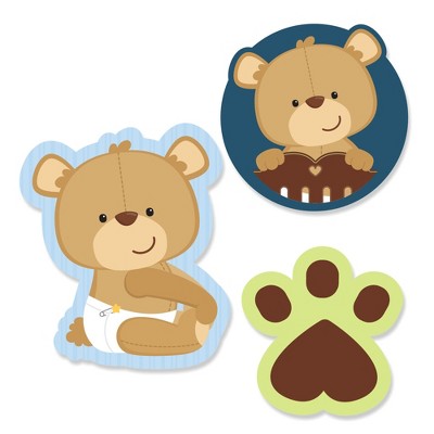 Big Dot of Happiness Baby Boy Teddy Bear - DIY Shaped Baby Shower Party Cut-Outs - 24 Count