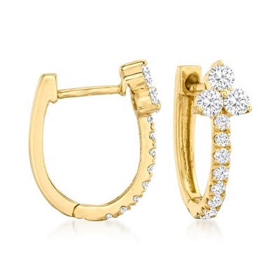 Ross-Simons 0.50 ct. t.w. Diamond Trio Huggie Hoop Earrings in 14kt Yellow Gold