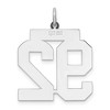 Black Bow Jewelry Sterling Silver, Athletic Collection, Large Polished Number 92 Pendant - 3 of 4