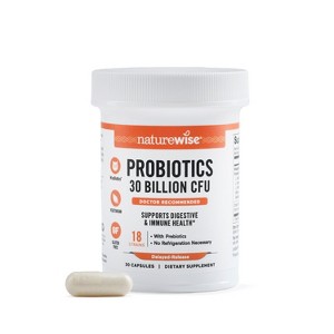 NatureWise Max Probiotics for Women & Men - 30 Billion CFU 18 Strains + Organic Prebiotics - For Gut & Digestive Health - 1 of 4