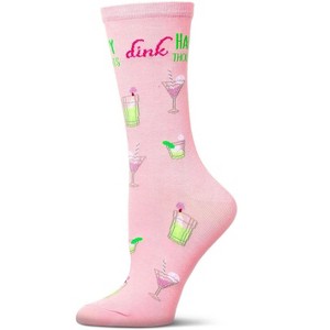 Memoi Women's Drink Happy Thoughts Rayon From Bamboo Crew Socks Mellow Rose 9-11 - 1 of 3