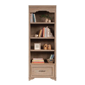 Okak Farmhouse Bookshelf, Display Shelves with 1 Drawer and 4 Open Shelves, Freestanding Storage Organizer for Living Room, Office, Brown - 1 of 4